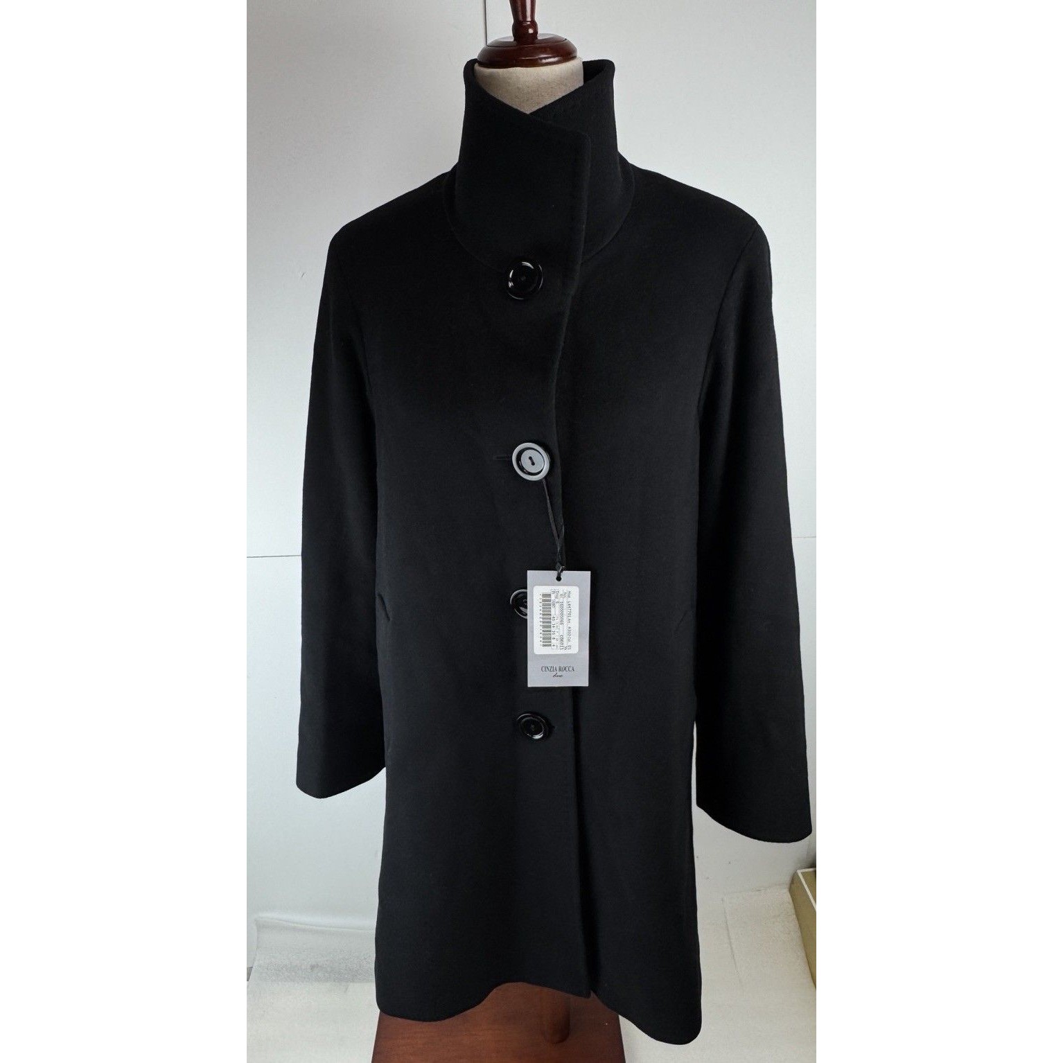 Cinzia Rocca Due Black Wool Blend Coat Size: 4